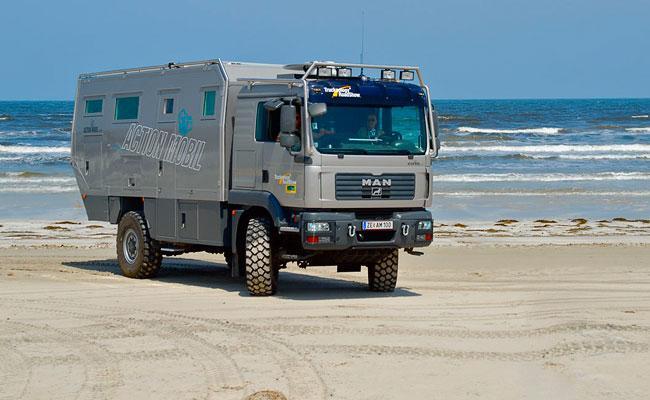 Action Mobil off road motorhome at the Atlantic coast